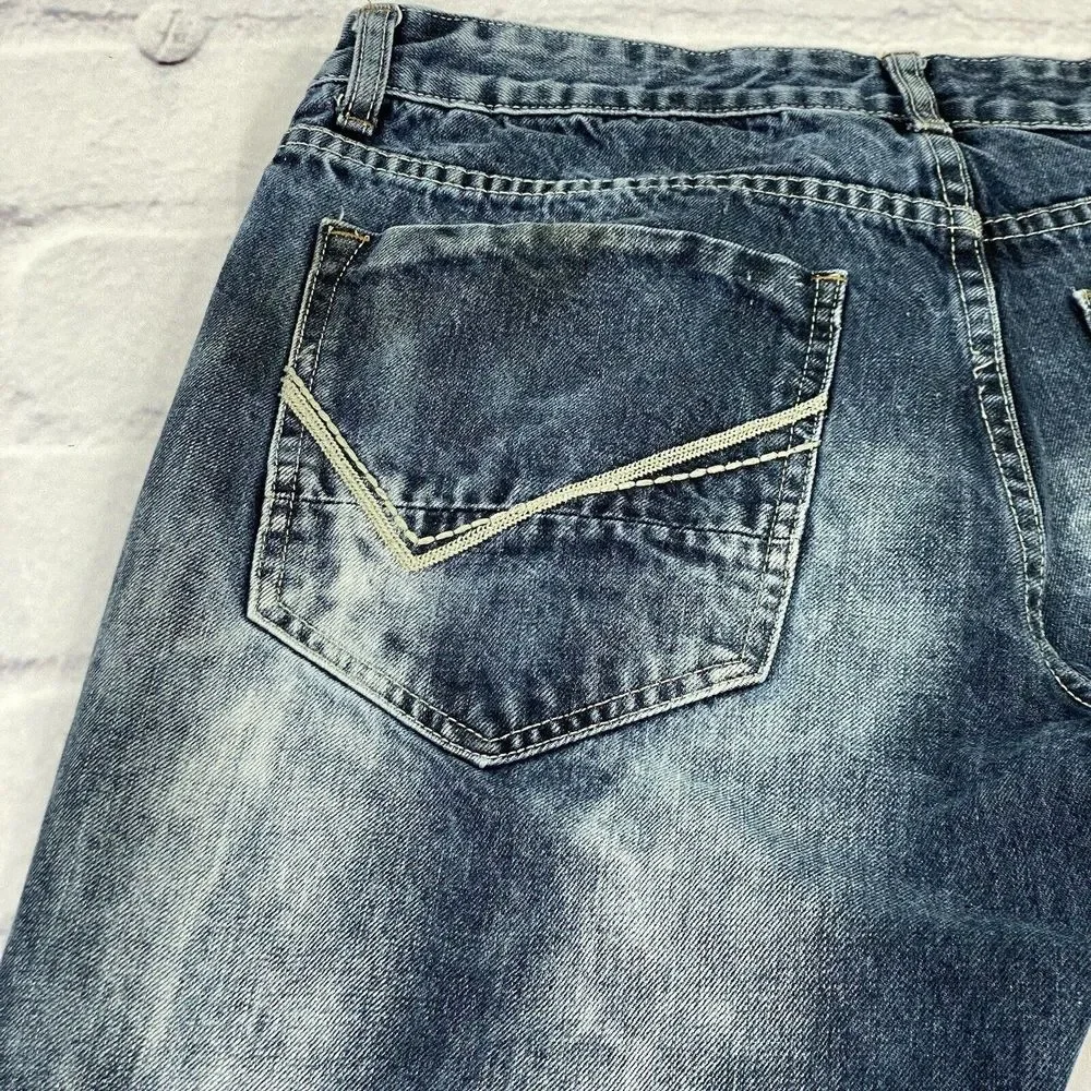 CJ Black Mens Premium Slim Jeans Size 32X32 Blue‎ Straight Leg Fade Grunge